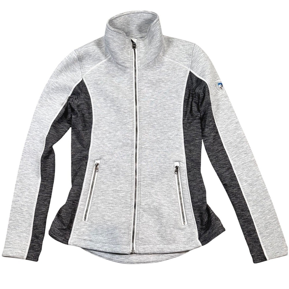 KÜHL Projekt Kestrel Jacket Womens Small Gray Black Full Zip Stretch Knit Hiking
